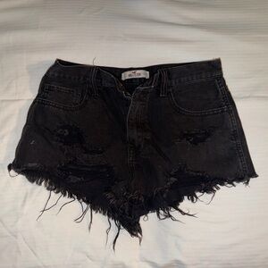 Hollister Women's Black Distressed Jean Shorts